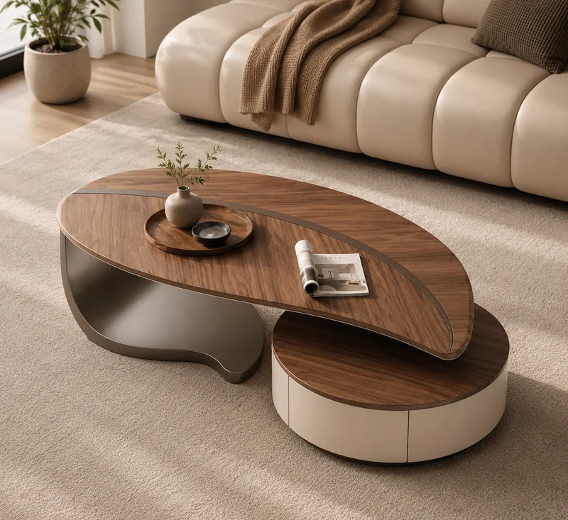 Smoked Oak Dual-Tier Coffee Table